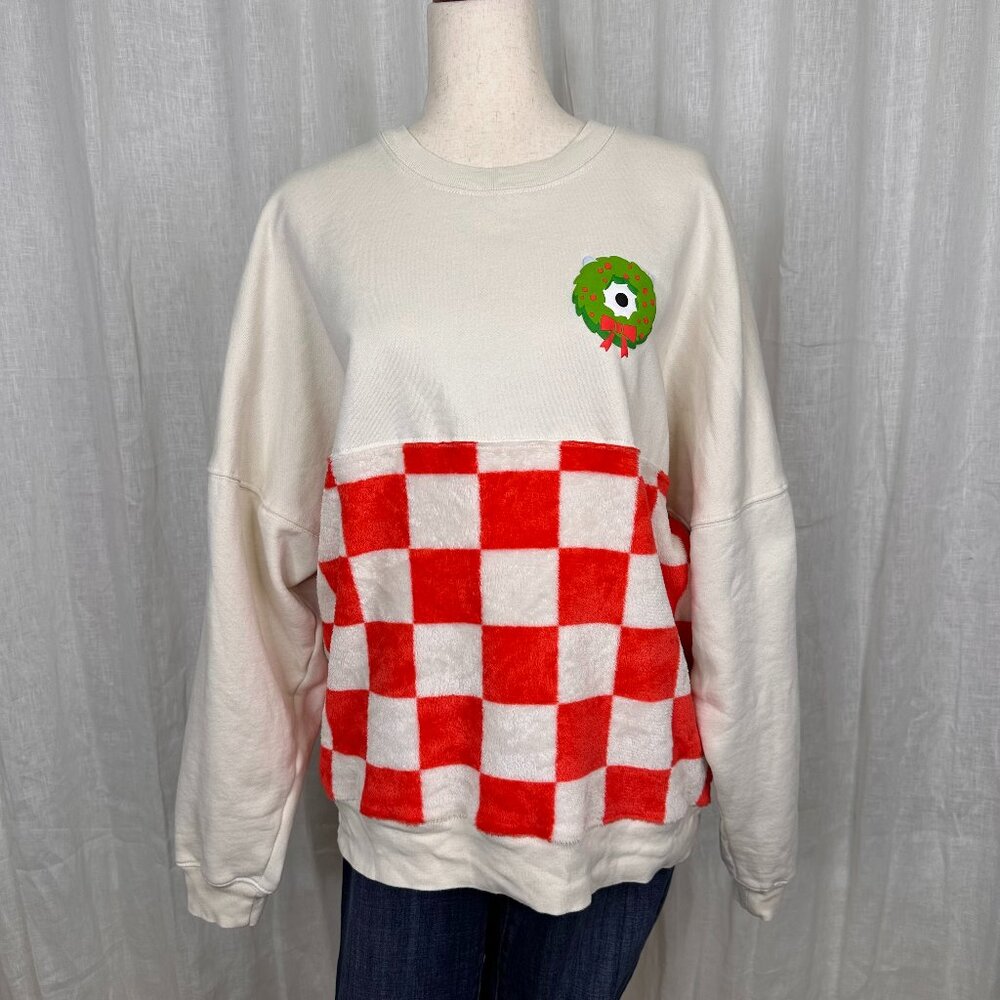 Disney Red and White Checkered Sweatshirt Pixar characters